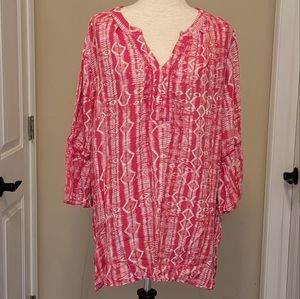 Gloria Vanderbilt,  2x, Pink/White Woman's Top